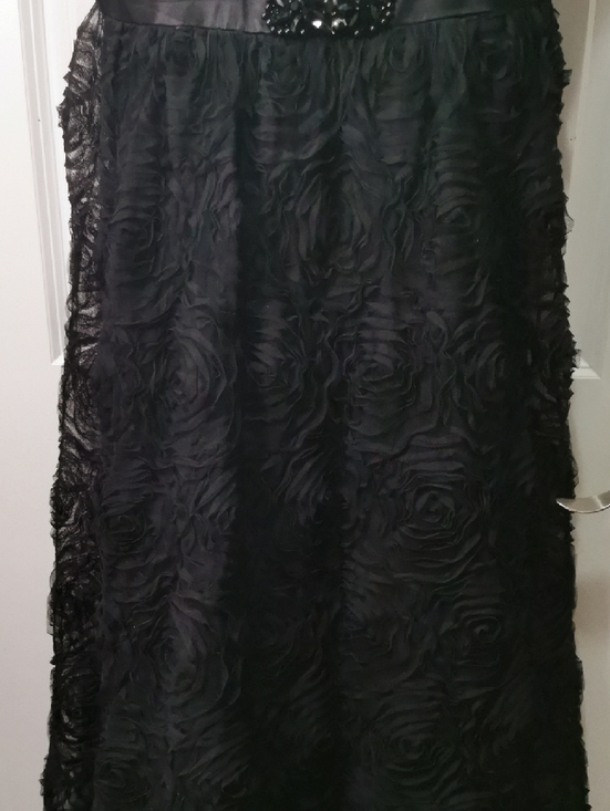 Adrianna Papell Black Strapless A-Line Gown with Beaded Waistband. Crinoline. - Picture 6 of 12